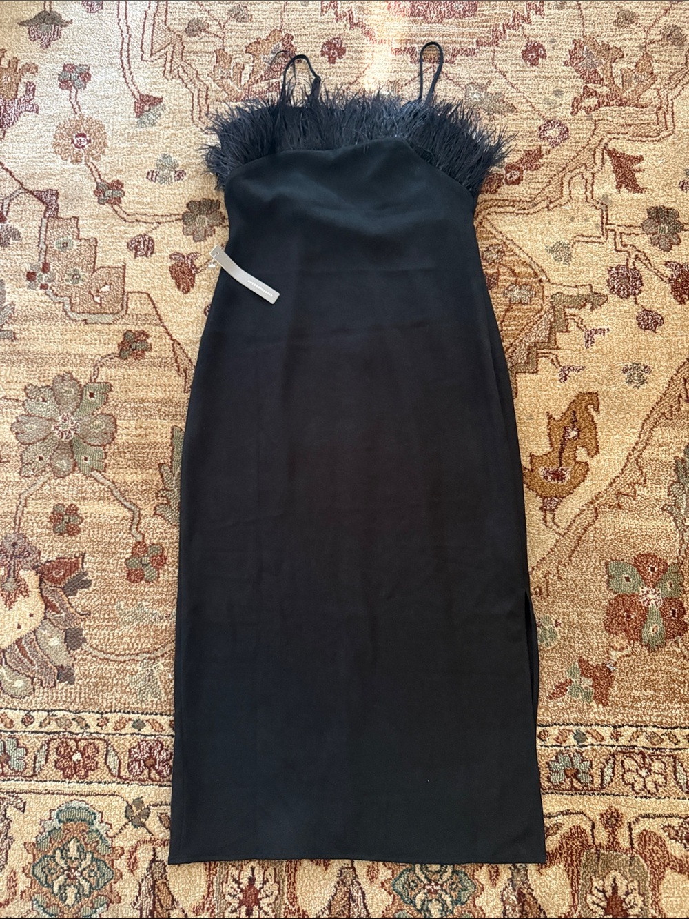 NWT Elliatt Anthropologie Harley dress with feathers black medium